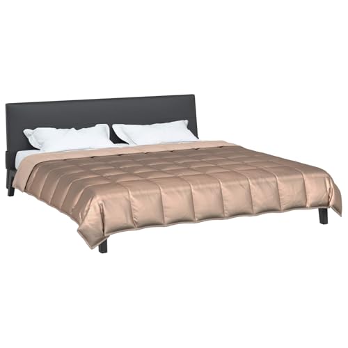 vidaXL Ganzjahresbettdecke Gold 240 x 260 cm Satin und Mikrofaser, Schlafzimmer Must-Haves, rechteckige Bettdecke, Moderne Bettwäsche, super weiche Decke, ganzjähriger Quilt