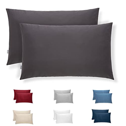 Flowen 2er Kissenbezug 40x80 Kissenbezüge 100% Baumwolle Premium Superweicher Kissenhülle Resistent Hypoallergen Anti Milben Kopfkissenbezug Dekorativ mit Verdecktem Reißverschluss Waschbar