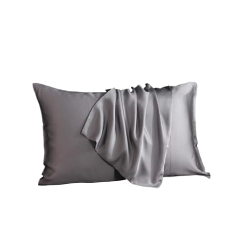 Seiden Kissenbezug Seidenkissenbezug, Haarschutz, Kissenbezug, einfarbig, Bettwäsche FüR Haar Und Haut(Grey,50x70cm 1pc)