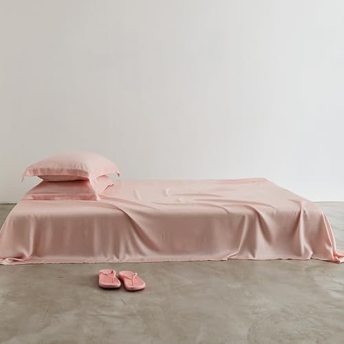 JIANINGHOME Satin-Bettlaken,245x250cm ,Pink-2,Satin-Bettwäsche , luxuriös, weich, seidig, ähnlich wie Seide