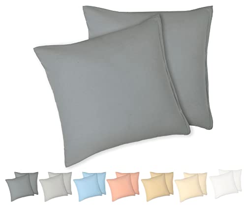 Comfy Wings Set 2X Baumwolle Kissenbezüge mit Reißverschluss 40x40cm 100% Jersey Baumwolle Premium Qualität 150 g/m², Bettwäsche Kissenbezug , Oeko-TEX® Zertifiziert, Kissenhülle - Bezug - Anthrazit