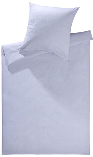Lorena Feinflanell Bettwäsche Uni/einfarbig Daphne 100% Baumwolle (weiß, Garnitur 155 x 200 cm + 80 x 80 cm)