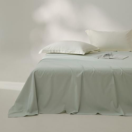 JIALIANG Bettlaken ohne Gummizug 120 x 230 cm Betttuch ohne Gummi |Angenehm Kühlende Bettwäsche | Bed Sheets Hellblau
