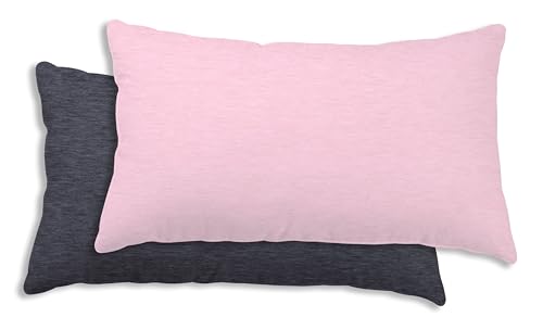 Winter Bettwäsche Biber Meliert Baumwolle Flanell Kuschelig Flauschig Warme Weiche Melange Modern, Größe:2er Pack 40x80 cm, Farbe:rosa/anthrazit