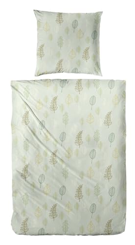 Carpe Sonno Warme Biber Bettwäsche 135x200 Baumwolle Floral - Kuschelbettwäsche Weihnachten | Flanell Bettwäsche 135x200 Winter | Biber Bettbezug | Winterbettwäsche kuschelig - Grün