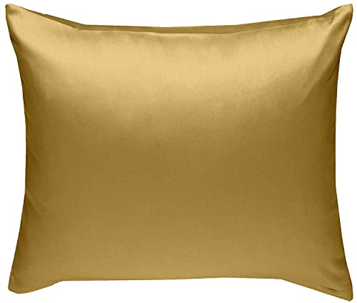 Bettwaesche-mit-Stil Mako-Satin Baumwollsatin Bettwäsche Uni einfarbig zum Kombinieren (Kissenbezug 80 cm x 80 cm, Gold) viele Farben & Größen