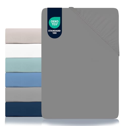 Dreamzie - Spannbettlaken 140x190/200cm - Mikrofaser Oeko TEX Zertifiziert - 100% Polyester - Bettwäsche 140x190/200 - Anthrazit