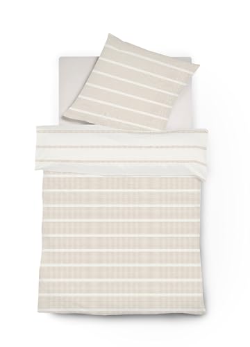 fleuresse Musselin Bettwäsche Faro beige Sand Crincle-Optik 135x200 cm 624531-07