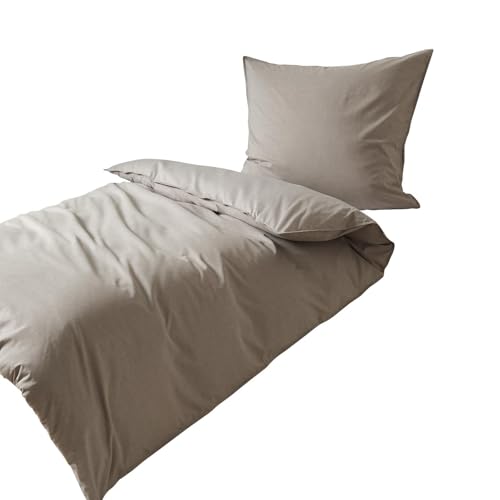 Traumschlaf Basic Uni Bettwäsche Chambray grau, Kissenbezug einzeln 80x80 cm Traumschlaf Basic Uni Bettwäsche Chambray grau, Kissenbezug einzeln 80x80 cm