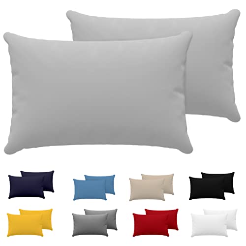 Dreamzie Set mit 2X Kissenbezüge Baumwolle 100% Jersey Baumwolle - Kissenhülle 2er Pack - Bettwäsche Doppelbett Kissenbezug - Kissen Schoner - Resistent und Hypoallergen (40 x 60 cm, Grau)