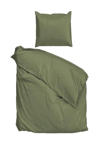 Nicht Zutreffend Satin-Bettwäsche Bettbezug Bettwäschegarnitur | 2-teilig | 155x220 cm | Baumwolle | ArmyGreen