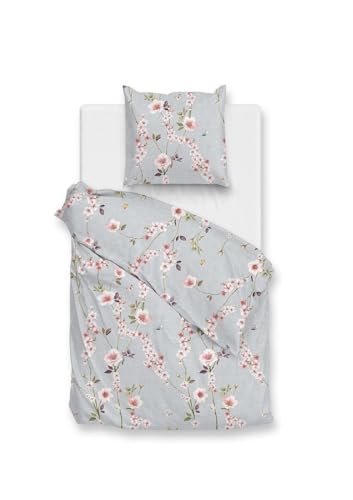 Zo!Home Cotton Bettwäsche 135x200 Rafa Blue Kirschblüte hellblau rosa