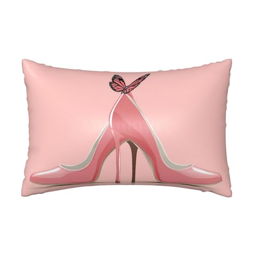 Satin-Kissenbezug, Fersen, Schmetterling, seidige Kissenbezüge für Haar und Haut, mit Reißverschluss, kühlender Kissenbezug für Bettwäsche, Wohnzimmer, Sofa, 50 x 75 cm