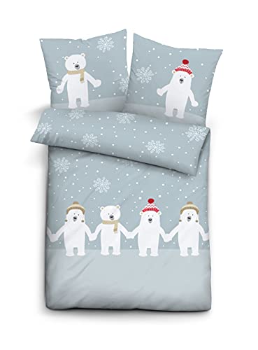 biberna 0004648 Feinbiber-Bettwäsche blau 1x 100x135 cm + 1x 40x60 cm