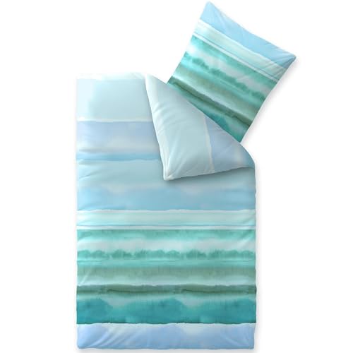 CelinaTex Fashion Bettwäsche 135x200 cm 2teilig Baumwolle, Bettgarnitur für Sommer und Winter, Ganzjährig, Bettbezug, Bettenset, Schöner Wohnen Davia Streifen Türkis Weiß Grün
