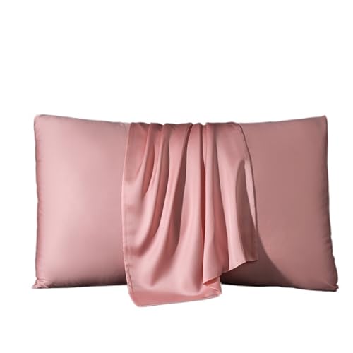 HUWOYG Seidenkissenbezug 2PCS Echte Maulbeerseide Kissenbezug Seide Kissen Fall Schützen Haut Kissenbezug Bettwäsche Kissen Fällen Abdeckung Für Bettzeug(Pink,50x75cm 2pcs)