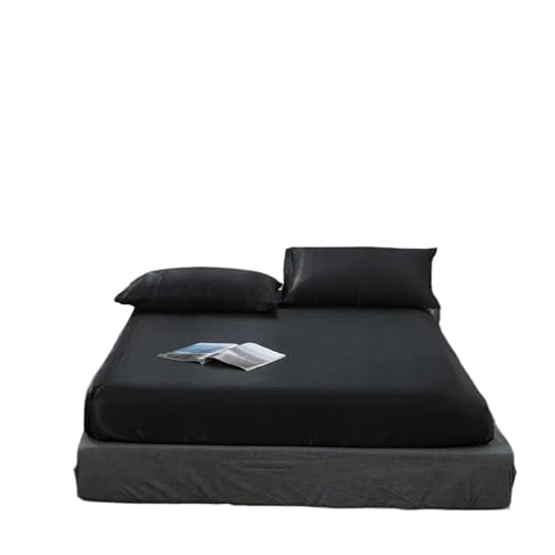 Spannbettlaken Seide Seidensatin-Spannbettlake n Queen/King-Bettlaken Heiße Bettwäsche-Sets Schutzbettbezug Matratzenbezug Ultraweich(Color 7,198X203X30CM)