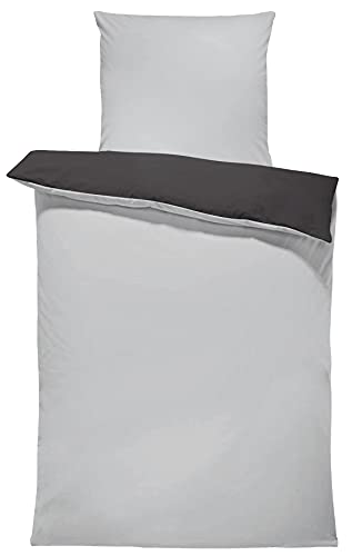 one-home Bettwäsche 135x200 cm Silber grau anthrazit modern Uni Wende Baumwolle Renforce one-home Bettwäsche 135x200 cm Silber grau anthrazit modern Uni Wende Baumwolle Renforce