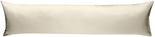 Bettwaesche mit Stil Mako Satin Seitenschläferkissen Bezug aus 100% Baumwolle (Baumwollsatin) Uni/einfarbig (40 x 145, Natur)