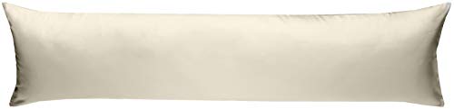 Bettwaesche-mit-Stil Mako-Satin Seitenschläferkissen Bezug aus 100% Baumwolle (Baumwollsatin) Uni/einfarbig (40 cm x 145 cm, Natur Beige)