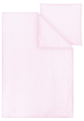 MELAWEAR Perkal Bettwäsche Set, Mehrteilig, MAJULI Stripes (Rose/naturweiss gestreift, 135x200/80x80 cm)
