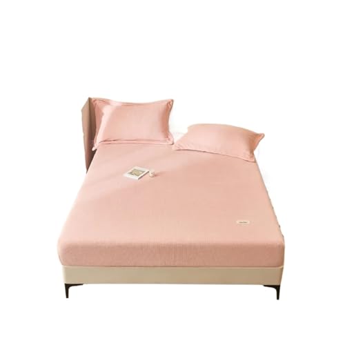 XUMKFJRE Herbst/Winter Milch Samt Einzelprodukt Bett Hut Serie Verdickte Warme Einfarbige Matratzenbezug 200x220 Bettwäsche für Schlafzimmer und Hotels(Pink,Only 2 Pillowcases)