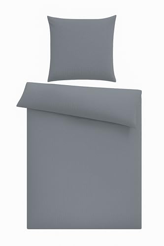 Seersucker Bettwäsche 135x200 cm Uni Sommer kühlend weiche Microfaser Bettbezüge, Größe:2 teilig 135x200 cm, Farbe:grau Seersucker Bettwäsche 135x200 cm Uni Sommer kühlend weiche Microfaser Bettbezüge, Größe:2 teilig 135x200 cm, Farbe:grau