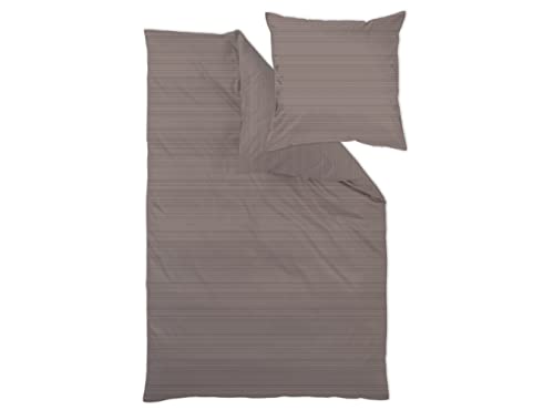 Curt Bauer Mako-Brokat-Satin Bettwäsche-Garnitur Dessin 9033 BENTE Farbe chocolate-256 Größe 135x200+80x80cm