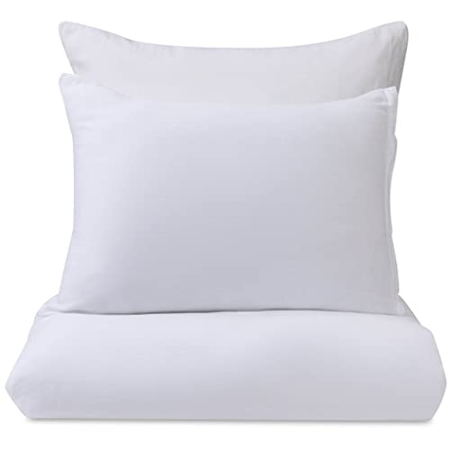 URBANARA Eukalyptus-Bettwäsche Formoso 200x200 cm, besonders weicher Bettdeckenbezug aus 70% Tencel™ Lyocell & 30% Hanf, stückgefärbtes Design in Satinbindung, Weiß
