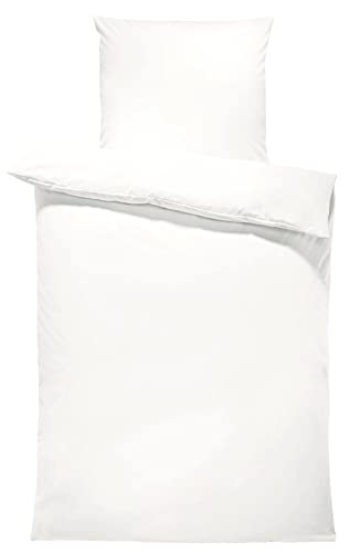 one-home Uni Bettwäsche 155x200 cm weiß Einfarbig Renforce Baumwolle Komfortgröße