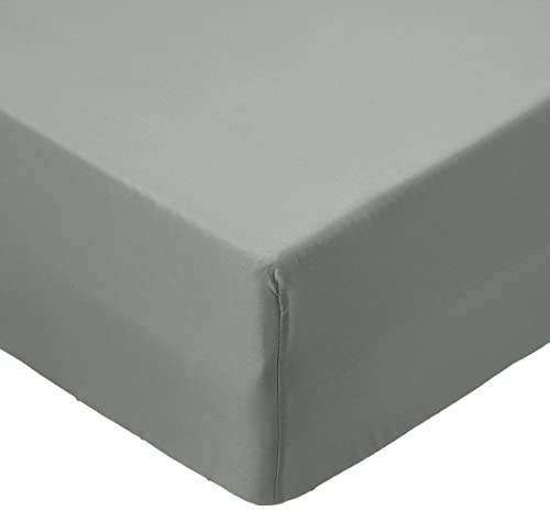 Amazon Basics Einzelnes Mikrofaser-Spannbettlaken , Gingham-Karomuster, Doppelbettgröße, Leicht, Weich und Knitterfrei, Dunkelgrau, 140 x 200 x 30 cm
