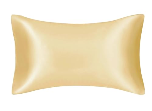 Kissenbezug Aus Seide Kissenbezug for Smoothy Silk Seidiger Satin Schützen Sie das Haar Schönheit Bequemer Bettwäsche Wohnkultur(Gold,1PC 20X26 inch)