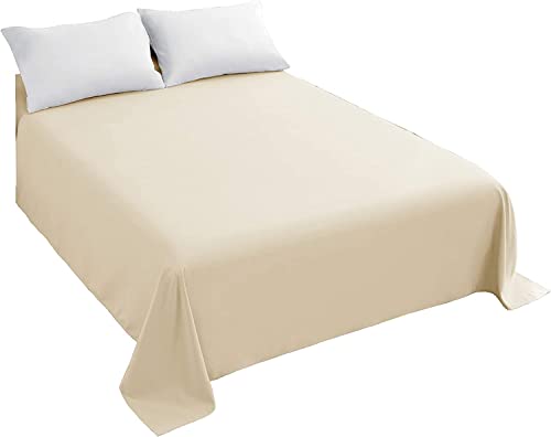 Bettlaken aus ägyptischer Baumwolle mit Fadenzahl 500 – britisches Kingsize-Bettlaken, weiches Beige-Oberlaken für luxuriösen Komfort und Haltbarkeit, perfekt für Schlafzimmer-Essentials