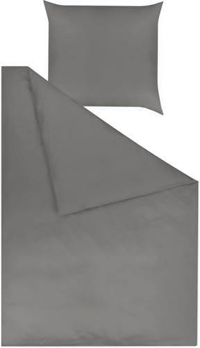 normani Bambus Bettwäsche Set aus weichem und hautfreundlichem Material – Bettbezug + Kissen mit Reißverschluss – Seiden-Touch gut für Haut und Haar Farbe Anthrazit Größe 135 x 200 + 80 x 80 cm
