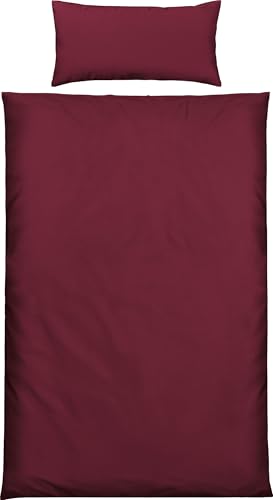 Erwin Müller Bettwäsche, Bettgarnitur Mako-Satin Landshut, 100% Baumwolle - seidiger Glanz, mit praktischem Reißverschluss - weinrot Größe 40x80 cm / 135x200 cm
