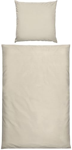 Erwin Müller Bettwäsche Edel-Seersucker Uni Serie Wertingen - für die warme Jahreszeit, temperaturausgleichend, pflegeleicht, mit Reißverschluss - Creme Größe 80x80 cm / 135x200 cm