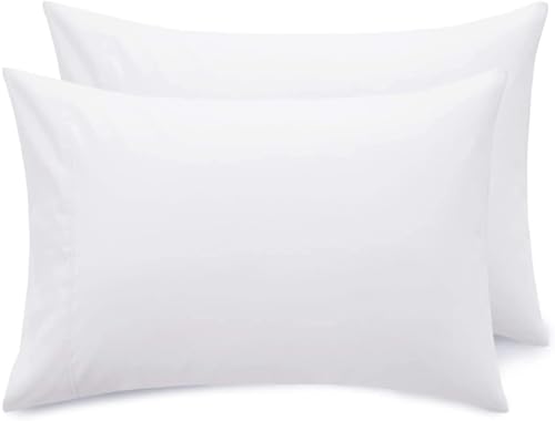 Decfair Kissenbezüge, Fadenzahl 1000, 100 % ägyptische Baumwolle, Queen-Size/Standard, glattes Satin-Gewebe, Weiß, 2 Stück