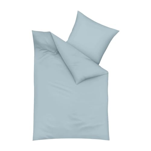 Traumschlaf Uni Biber Bettwäsche kuschelig weich im klassisch schlichten Stil aus 100% Baumwolle - mit Reißverschluss Kissenbezug einzeln 40x80 cm, hellblau