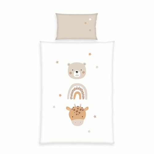 Herding babybest Little Friends Bettwäsche, Kopfkissenbezug 40 x 60 cm mit Hoteleinschlag, Bettbezug 100 x 135 cm, Mit Reißverschluss, 100% Baumwolle/Renforcé, Twin