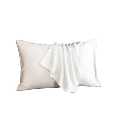Seiden Kissenbezug Seidenkissenbezug, Haarschutz, Kissenbezug, einfarbig, Bettwäsche FüR Haar Und Haut(White,51x76cm 2pcs)
