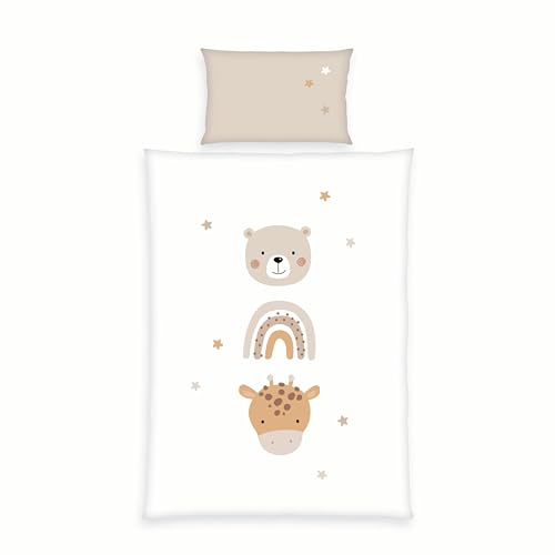  babybest Little Friends Bettwäsche, Kopfkissenbezug 40 x 60 Hoteleinschlag, Bettbezug 100 x 135, Reißverschluss, 100% Baumwolle/Renforcé, Twin