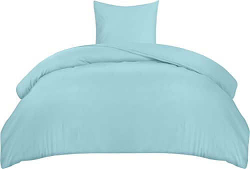 Utopia Bedding Bettwäsche 135x200 Set - Mikrofaser Bettbezug 135x200 cm + 1 Kissenbezug 80x80 cm - Spa blau