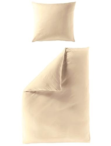 JACK by Bierbaum Uni Fein Biber Bettwäsche einfarbig Creme 100% Baumwolle, Größe:240x220cm Bettwäsche