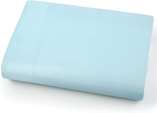 Bettlaken aus ägyptischer Baumwolle mit Fadenzahl 500, klassisches Oberlaken, Einzelbett, Hellblau, weich und unverzichtbar für ein luxuriöses Schlaferlebnis