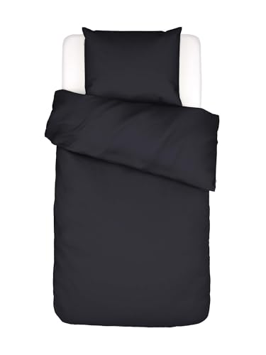 ESSENZA Bettwäsche Zeva Nightblue, 135x200 + 1x 80x80 cm - 100% Baumwollflanell - Uni