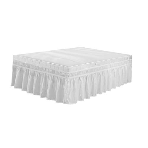 PartyKindom Elastische Bettwäsche Rüschen Weiß Elegant Strapazierfähiges Polyester Bettrock für Zuhause Hotel Vollständige Abdeckung Schutz für Ihre Matratze