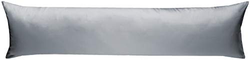Bettwaesche-mit-Stil Mako-Satin Seitenschläferkissen Bezug aus 100% Baumwolle (Baumwollsatin) Uni/einfarbig (40 cm x 145 cm, Grau)