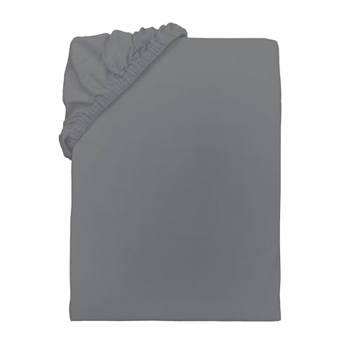 TOM TAILOR Jersey-Spannbettlaken, ca. 180-200x200 cm, 100% Baumwolle/Jersey, Mit Rundum-Gummizug, UNI, Grau (Moody Grey)