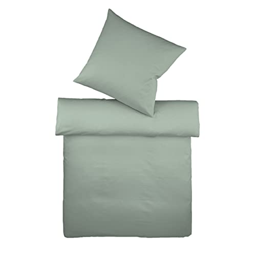 fleuresse Halbleinen Bettwäsche Provence Salbei, 1 Bettbezug 155 x 220 cm + 1 Kissenbezug 80 x 80 cm