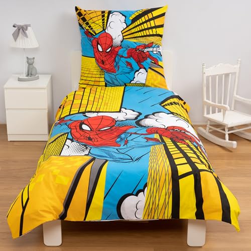 Disney Home Sp?derman Bettwäsche-Set 2 teilig - Bettwäsche 140x200 und Kopfkissenbezug 60x70-100% Baumwolle Super Weich - Doppelseitiger Kinder Bettwäsche für Jungen